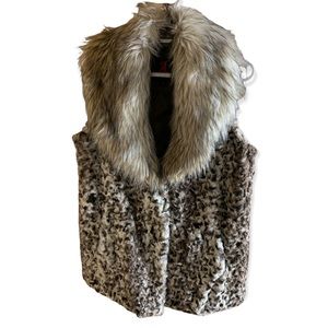 Cheetah Adrienne Landau Faux Fur Vest Size Medium